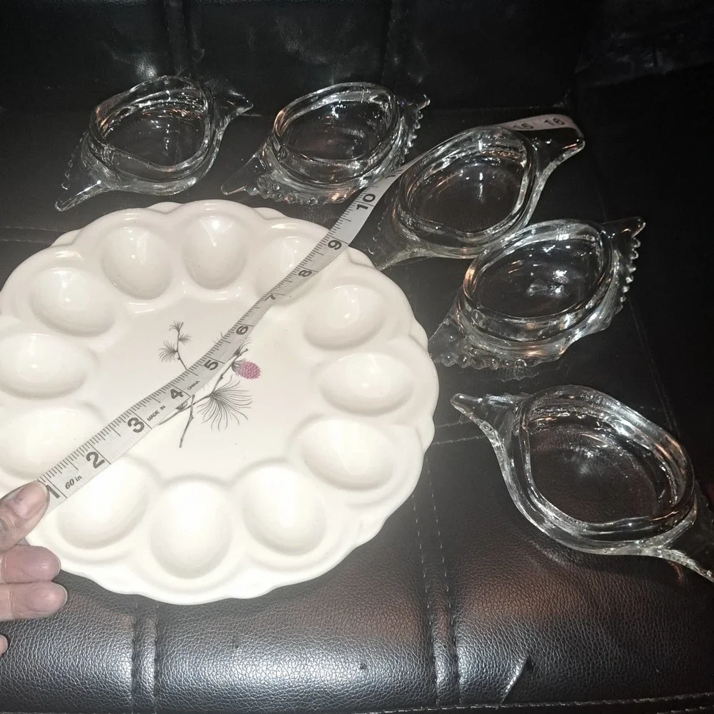 FABULOUS VINTAGE & PERFECTION Egg platter Plus 5 Glass Egg-Caviar-Tapas Plates